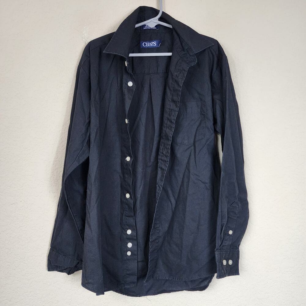 Chaps Size 12 Black Long Sleeve Kids Shirt Top